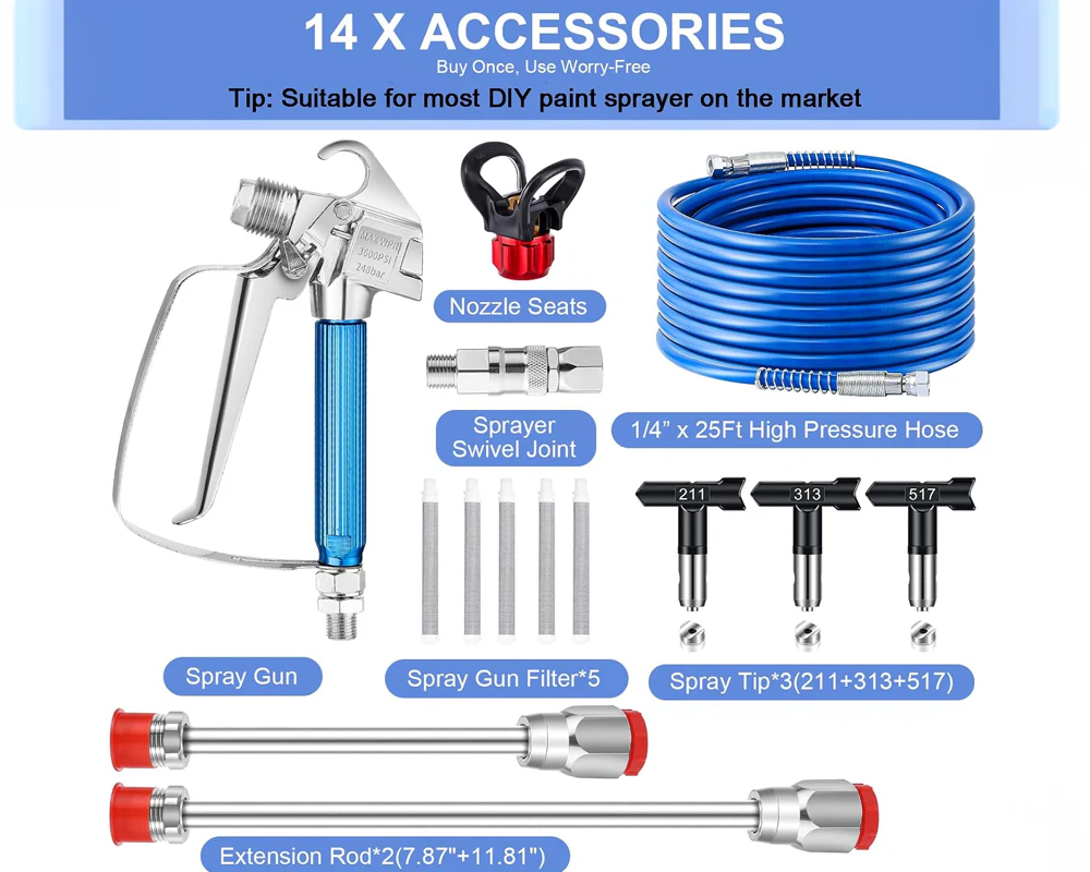 14Pcs Airless Paint Sprayer Gun Kit - Image 5
