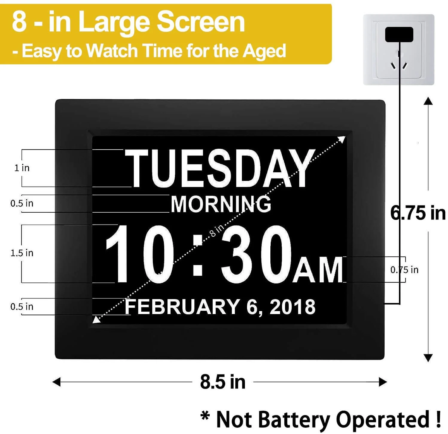 7inch Alarm Clock and Memory Loss Clock with Day and Date for Elderly - Image 4