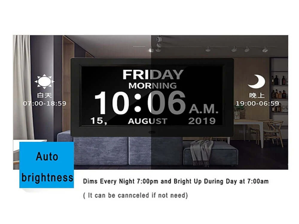 7inch Alarm Clock and Memory Loss Clock with Day and Date for Elderly - Image 5