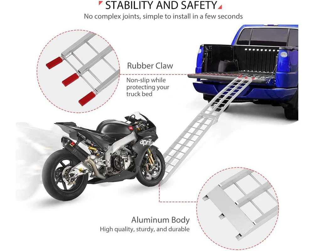 Aluminum Folding Ramp 340KG Loading Capacity Motorbike Loading Ramp 2260mm Long - Image 8