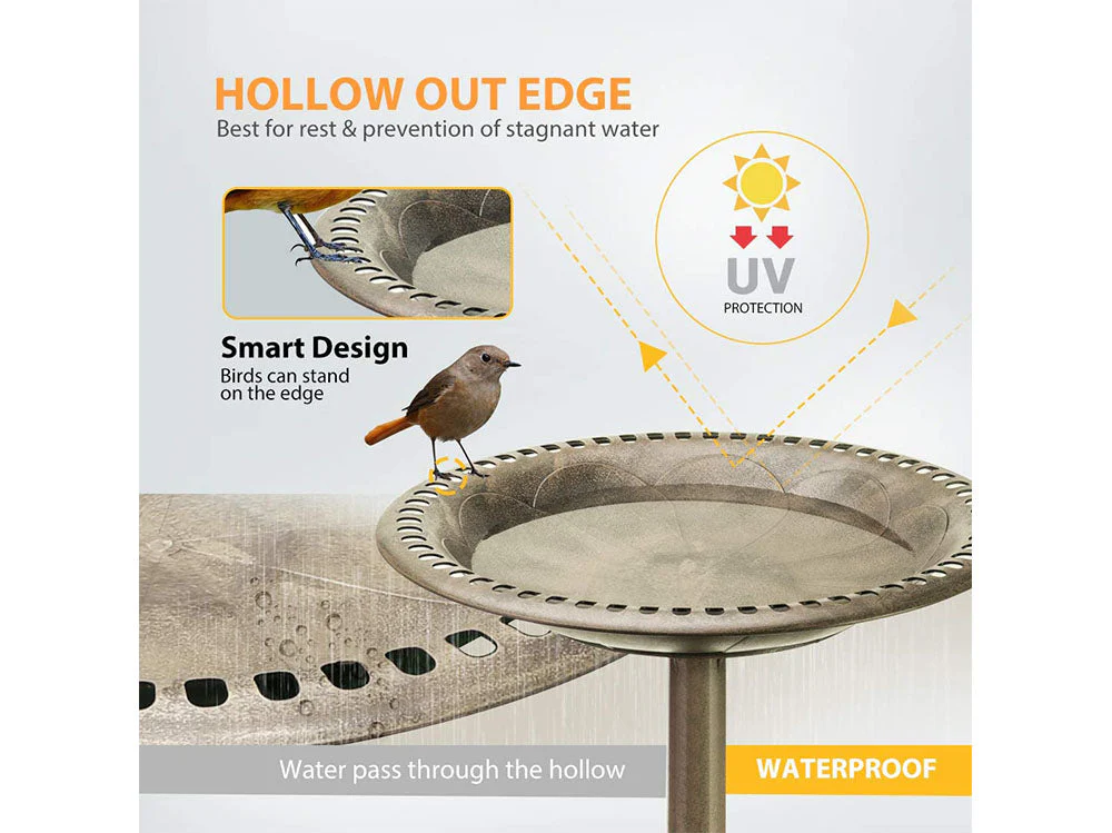 Outdoor Traditional Resin Garden Bird Bath-Copper - Image 4