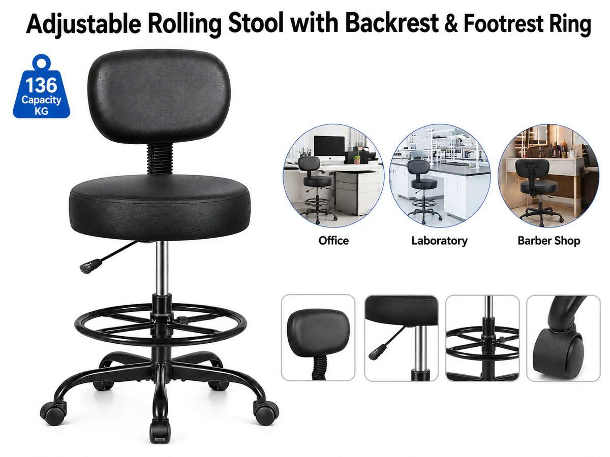 Salon Stool Adjustable Rolling Spa Stool - Image 2