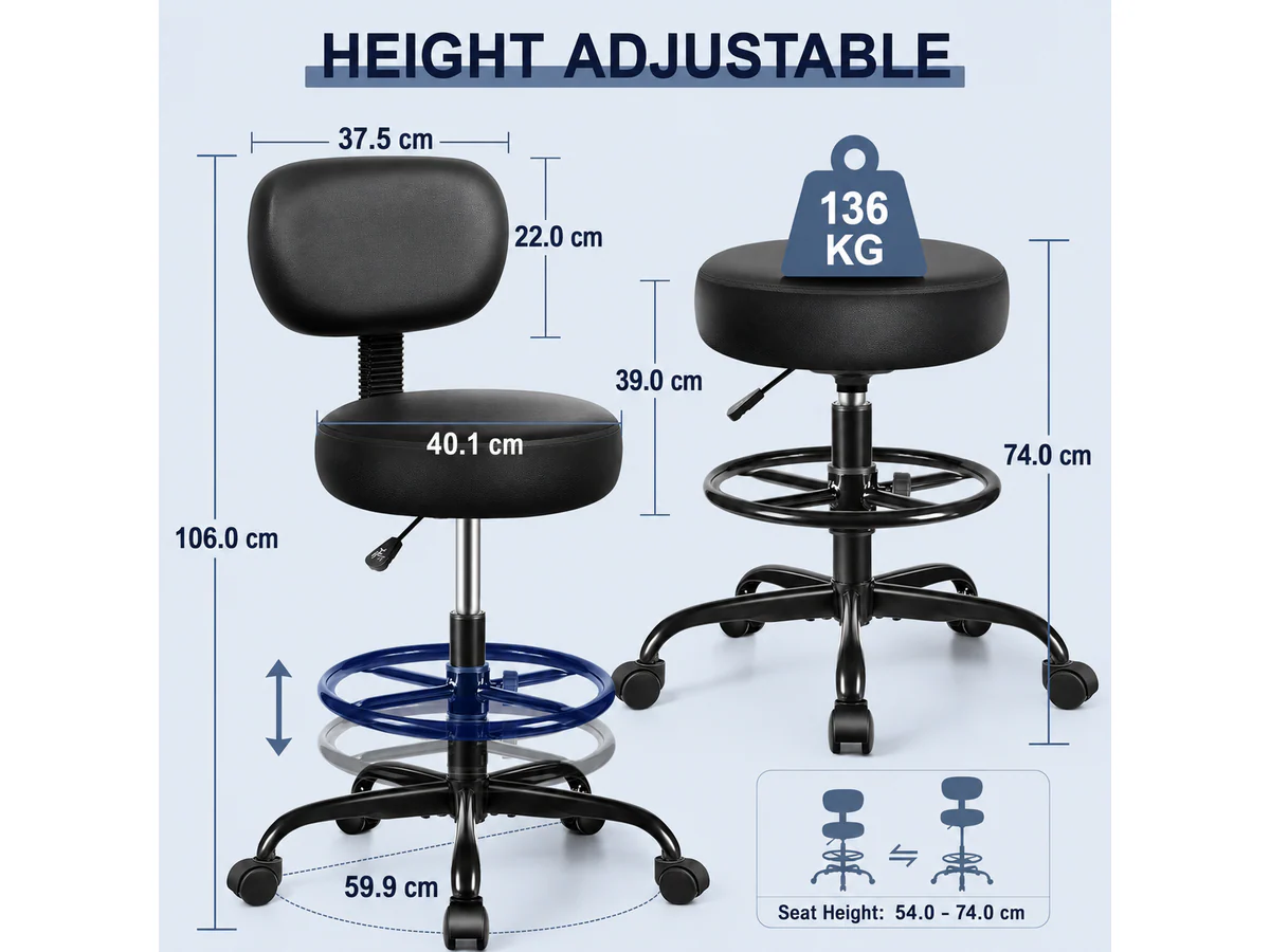 Salon Stool Adjustable Rolling Spa Stool - Image 3