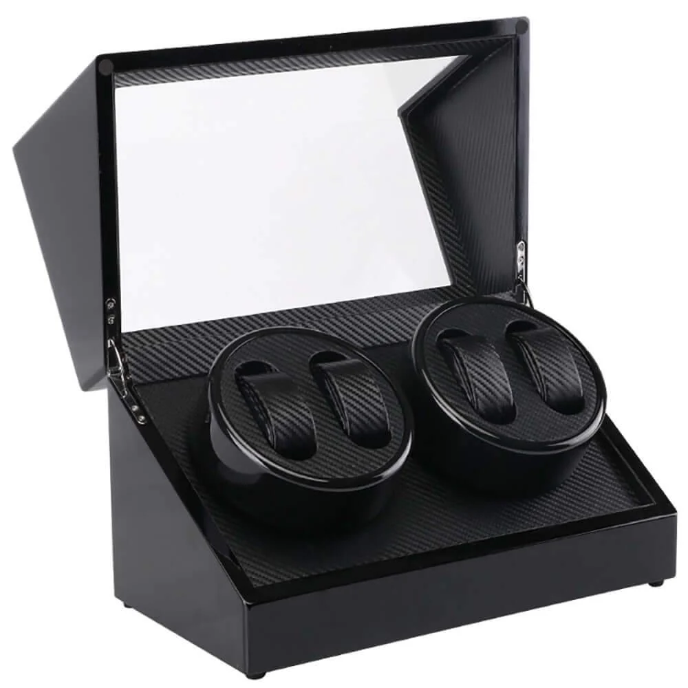 Automatic Quad Watch Winder Wood Display Box Motor Rotation Storage - Image 3