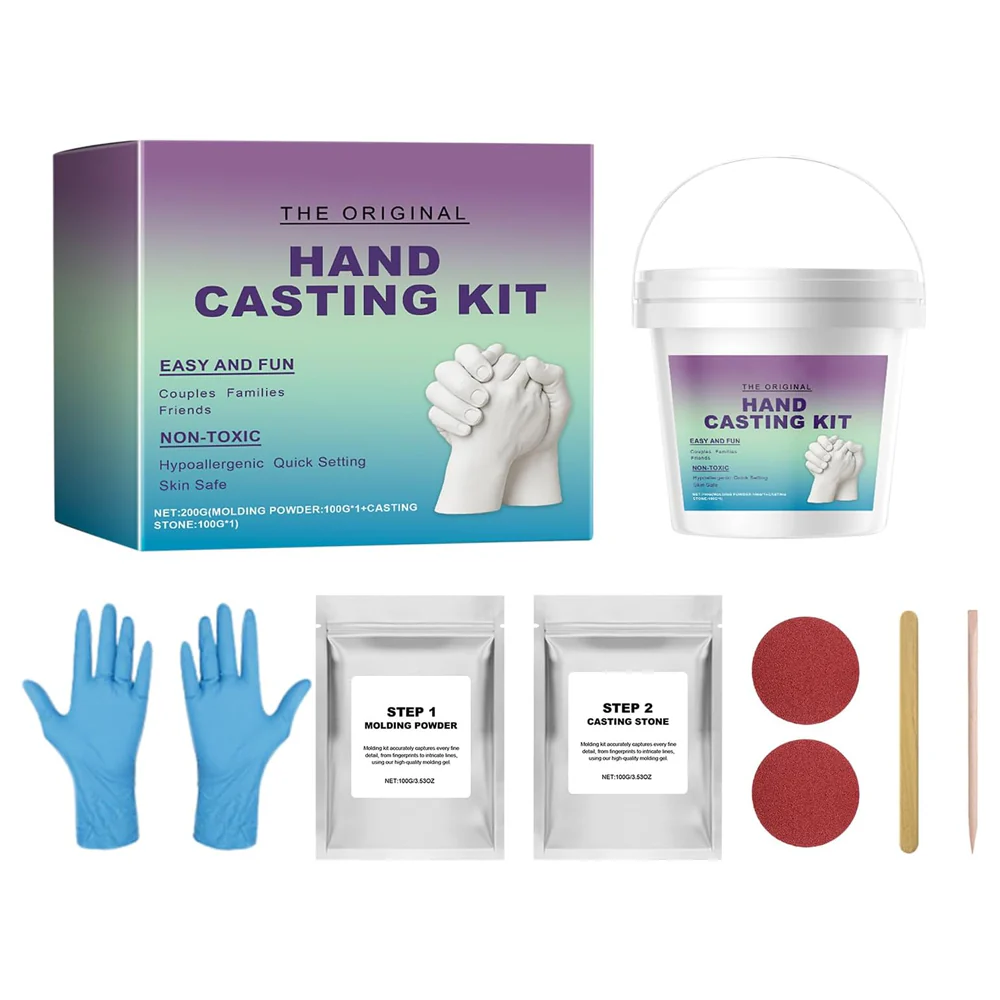 3D Hand Casting Molding Kit – Mess-Free Hand and Foot Keepsake Frame in Alpine White