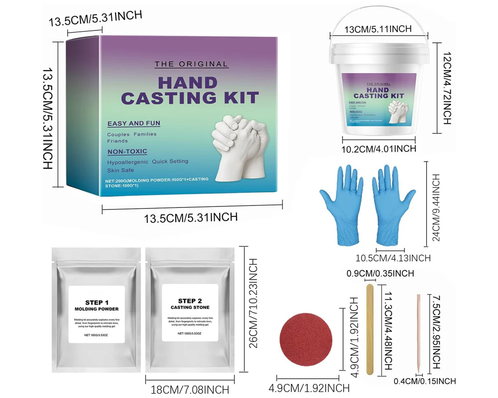 3D Hand Casting Molding Kit – Mess-Free Hand and Foot Keepsake Frame in Alpine White - Image 3