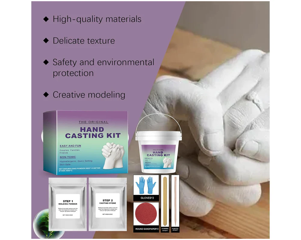 3D Hand Casting Molding Kit – Mess-Free Hand and Foot Keepsake Frame in Alpine White - Image 4