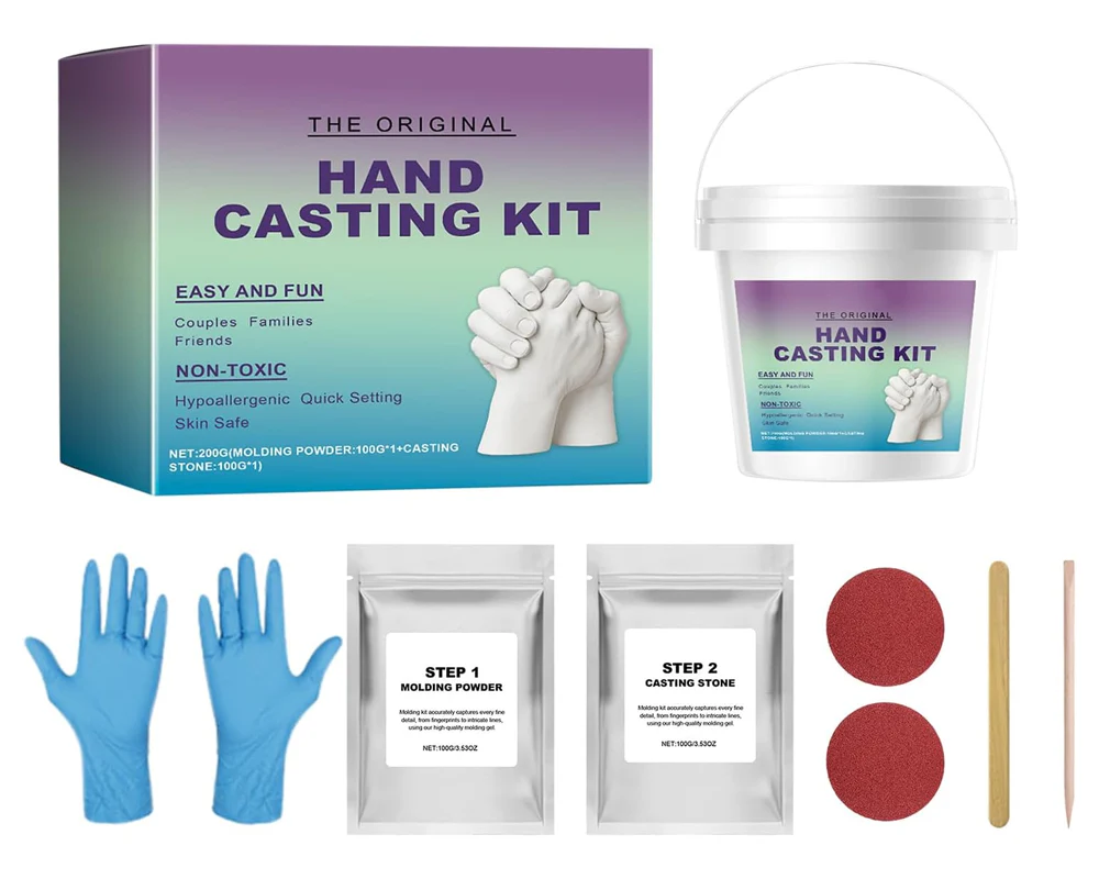 3D Hand Casting Molding Kit – Mess-Free Hand and Foot Keepsake Frame in Alpine White - Image 9