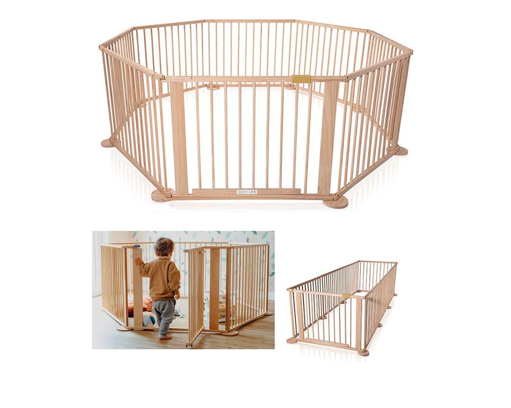 Deluxe Wooden Play Yard Safety Barrier 8 Panel Indoor Activity Area - Image 11