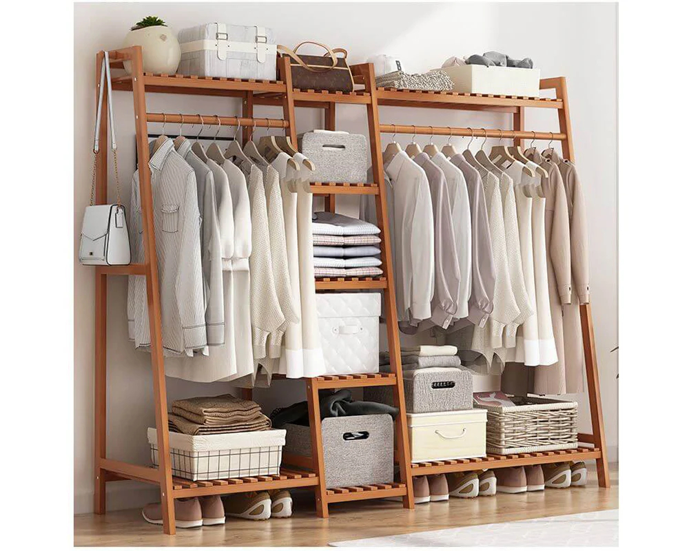 Bamboo Wardrobe Clothes Rack - Image 6