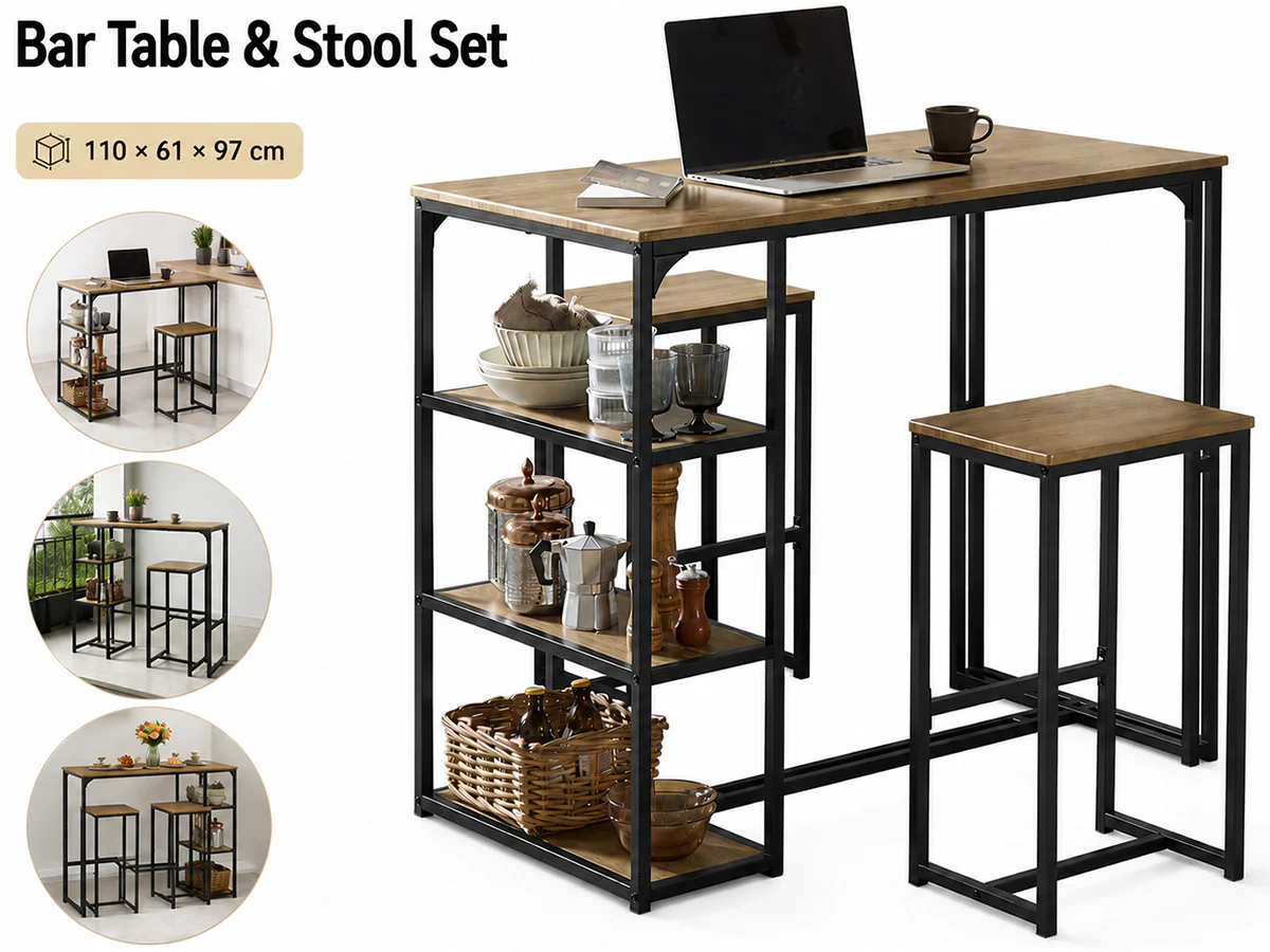 Bar Table and Bar Stools Set - Image 2