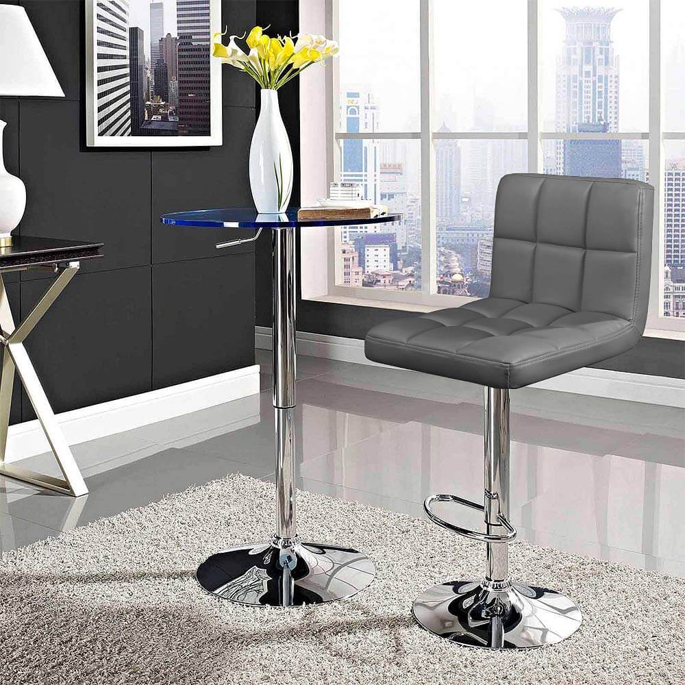 Adjustable Swivel Armless Bar Stools With Pu Leather - Image 7