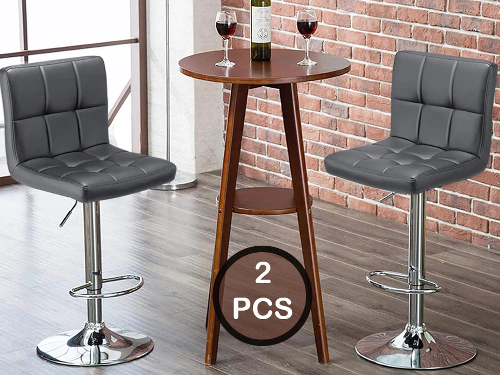 Adjustable Swivel Armless Bar Stools With Pu Leather - Image 9