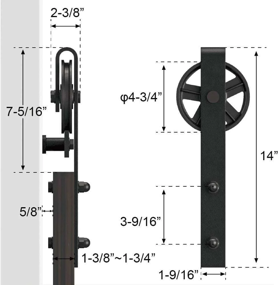 Barn Door Hardware I - Shaped Rollers Track Rail 2.5m - Image 7