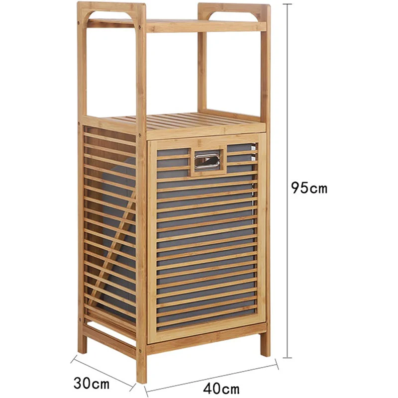 Bamboo Bathroom Cabinet Hamper Cabinet Organizer - Image 3