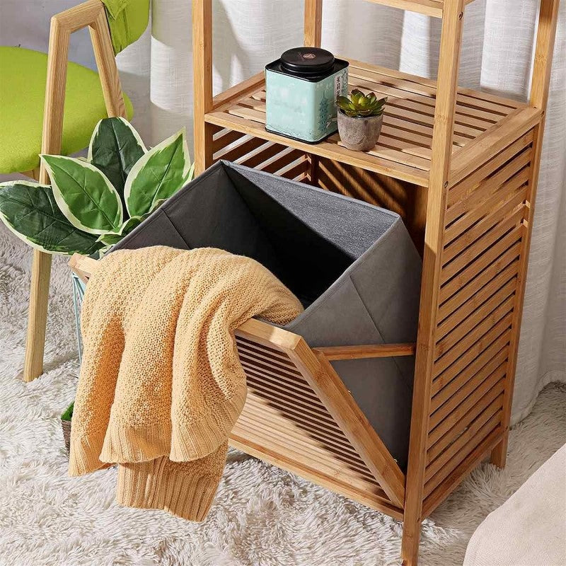 Bamboo Bathroom Cabinet Hamper Cabinet Organizer - Image 5