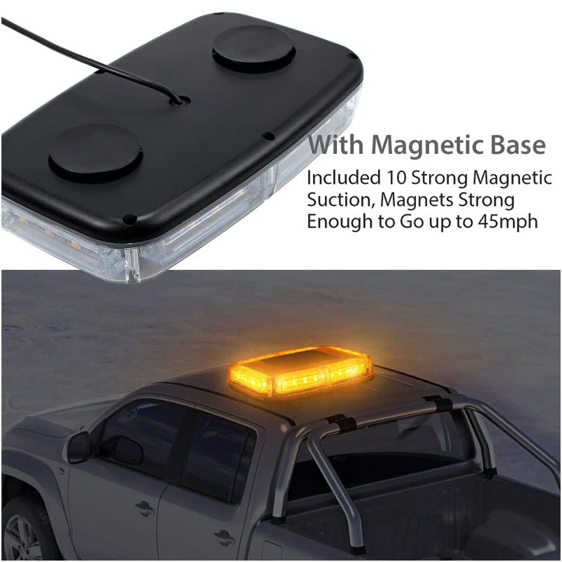 6 COB LED Beacon Flashing Magnetic Emergency Warning Strobe Amber Light 12/24V - Image 8