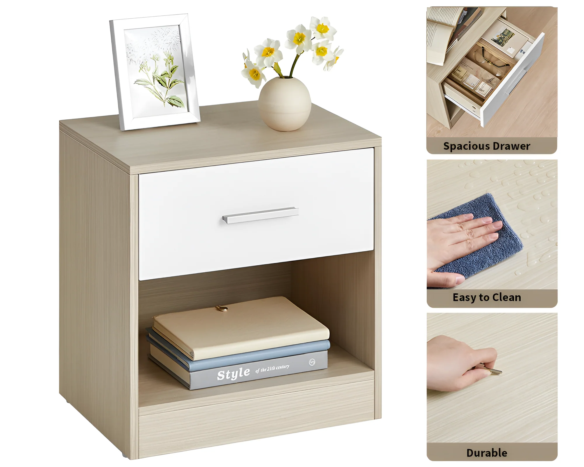 Bedside Table with Drawers - Image 10