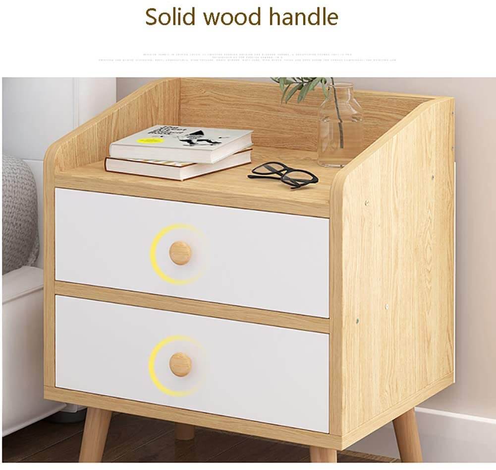 Bedside Table 2 Drawer – Modern Minimalist Nightstand with Open Shelf Wood Finish - Image 5