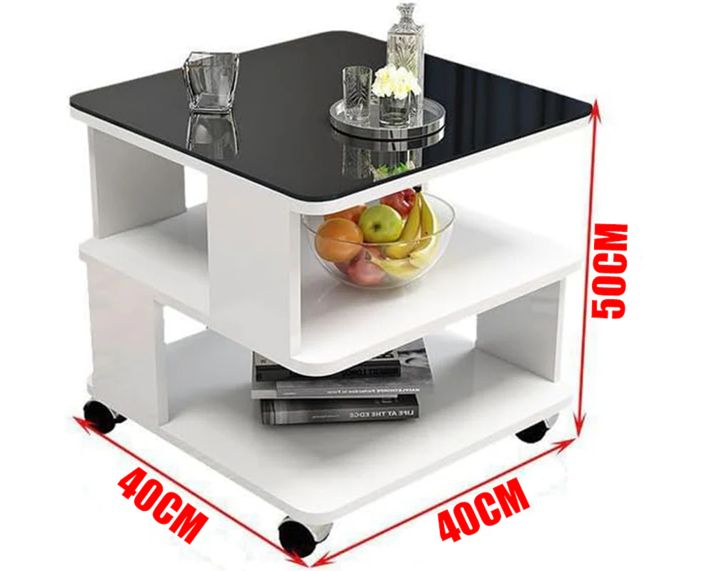 Coffee Table Side Table with Wheels - Image 3