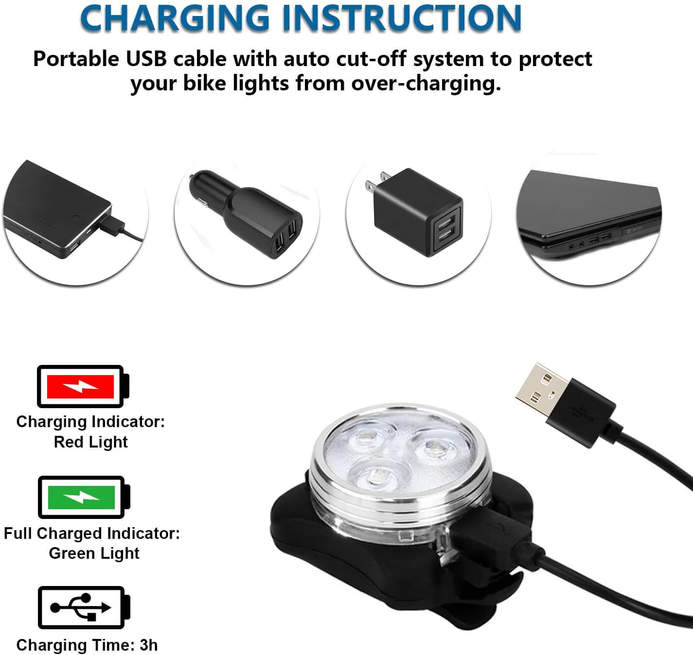 Rechargeable LED Bike Light Sets - Image 3