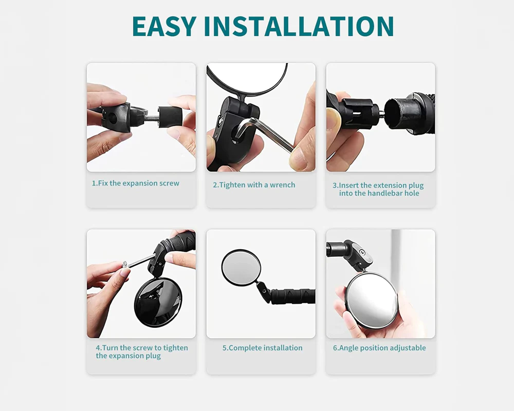 Bicycle Rear View Mirror Adjustable Handlebar Mounted Convex Mirror - Image 4