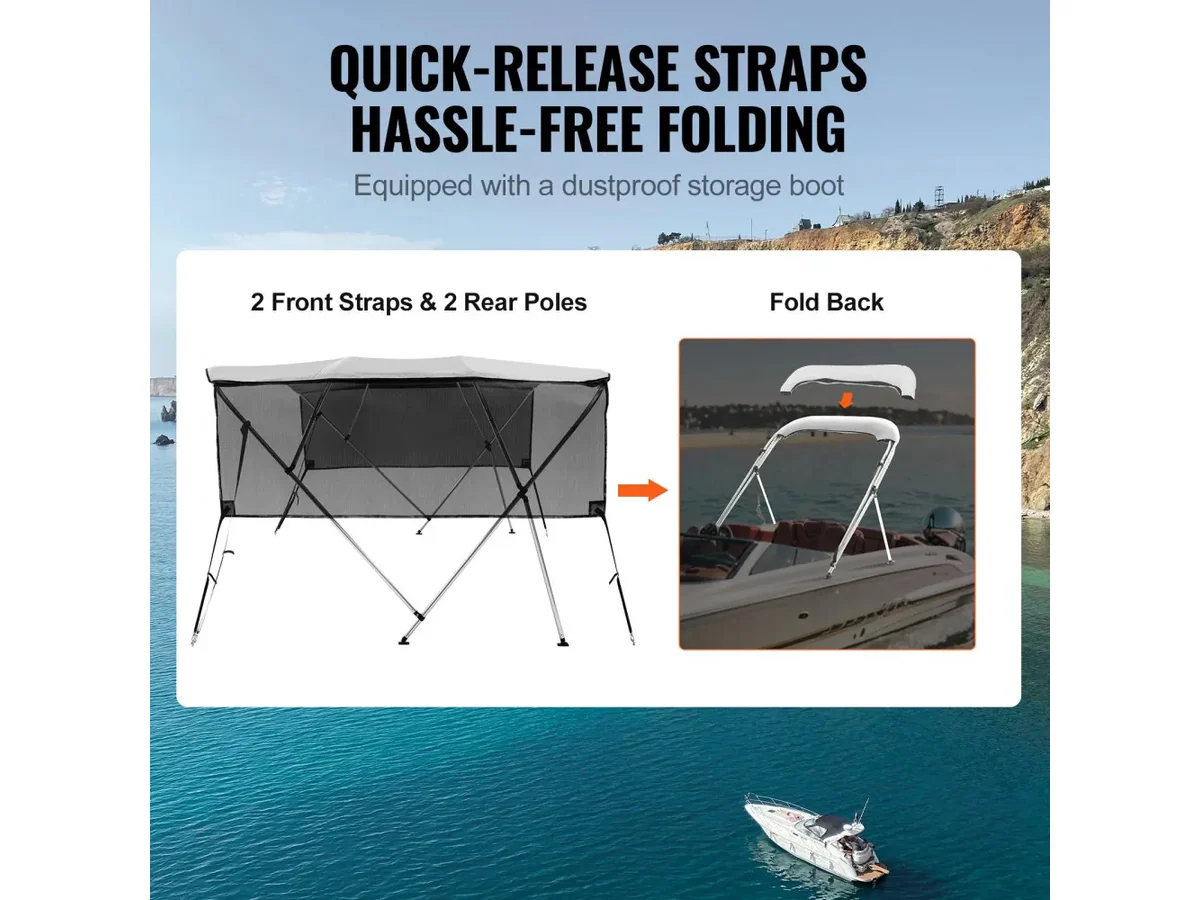 4 Bow Boat Bimini Top 2.1-2.2M - Image 6