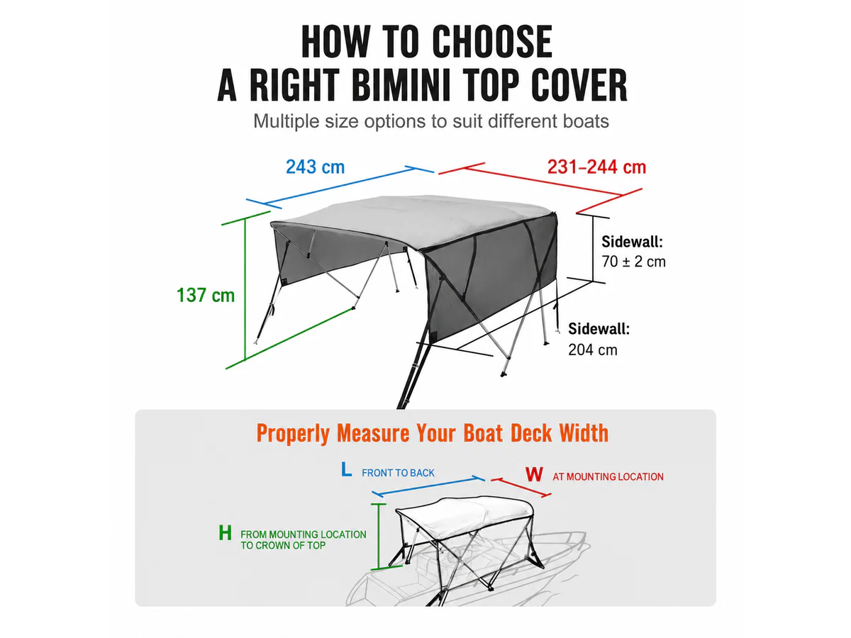 4 Bow Boat Bimini Top 2.1-2.2M - Image 9