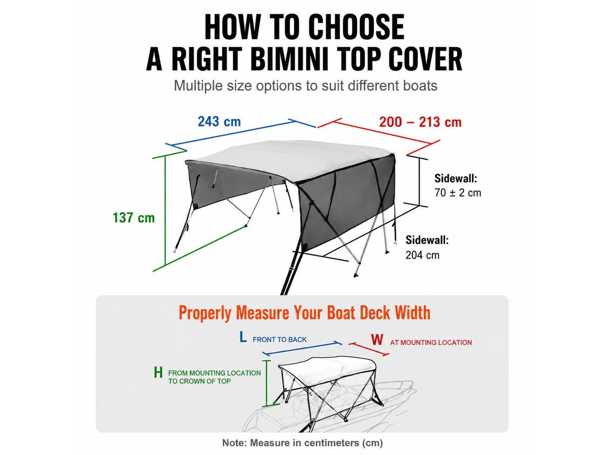 4 Bow Boat Bimini Top 2.0-2.1M - Image 9