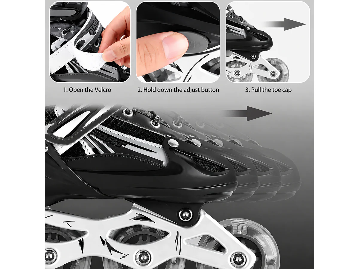 Kids Adjustable Inline Skates with Light Up Wheels Size 28-32 - Image 3