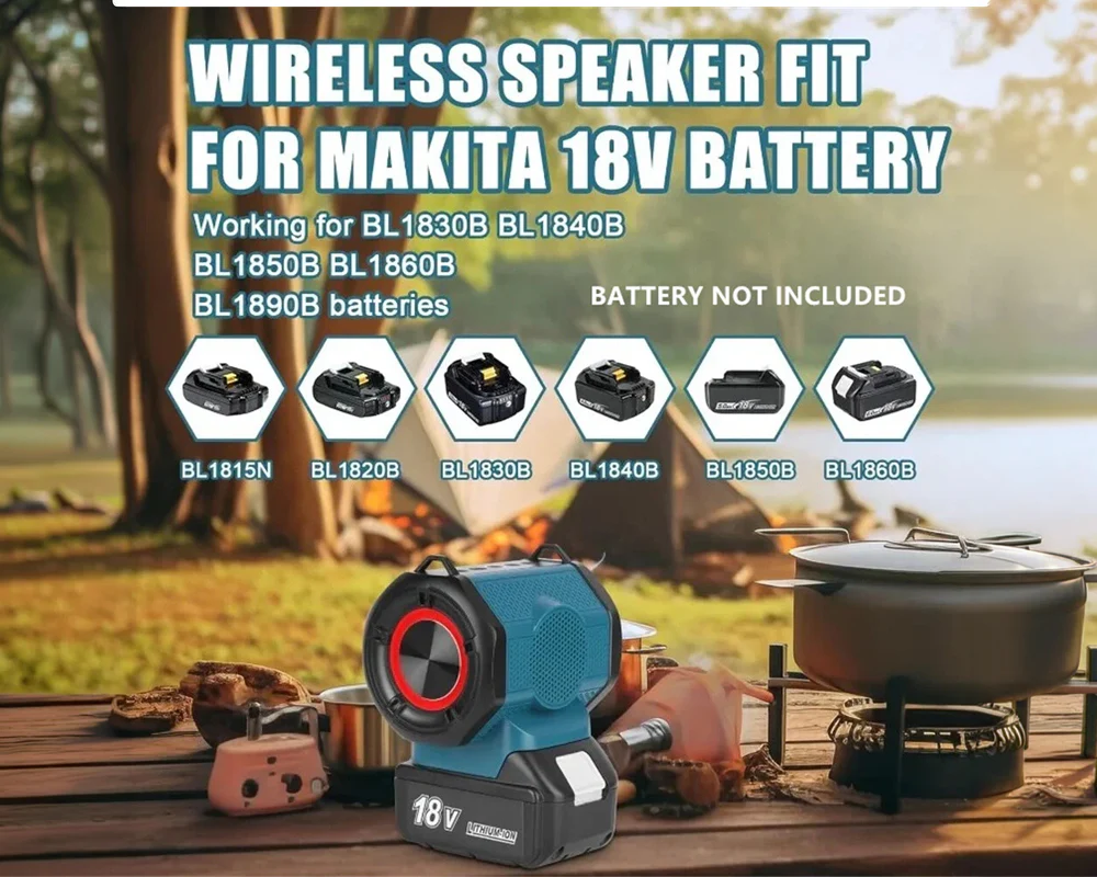 Makita Battery Compatible Bluetooth Speaker Fits LXT 18V Battery - Image 4