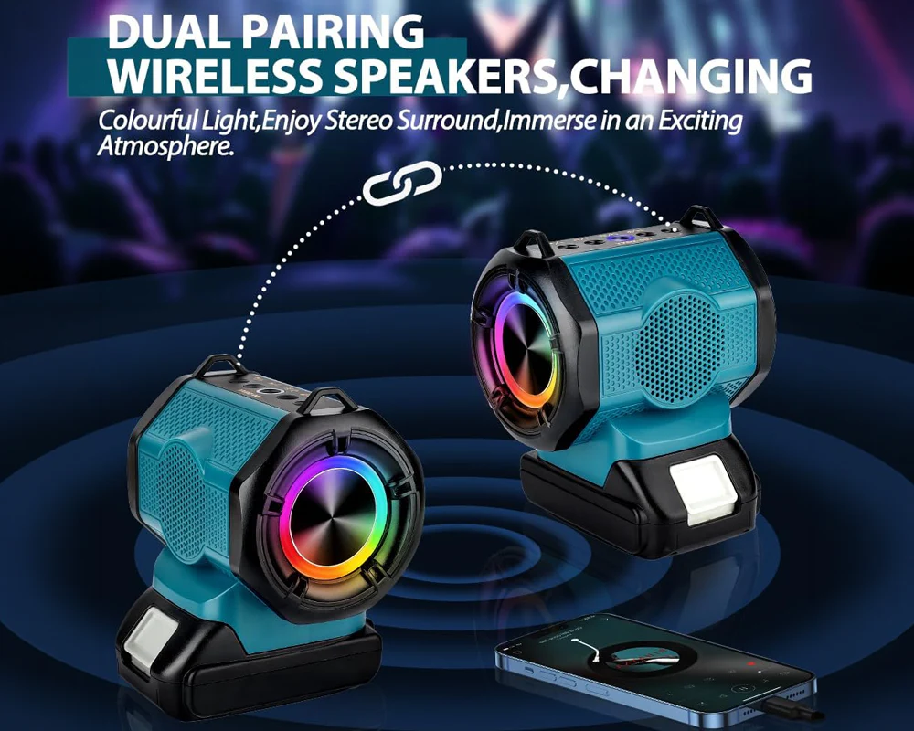 Makita Battery Compatible Bluetooth Speaker Fits LXT 18V Battery - Image 5