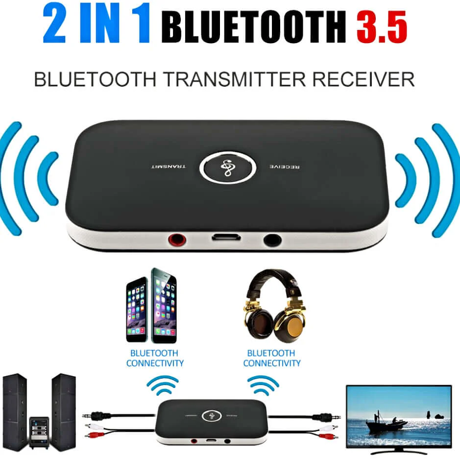 Bluetooth Transmitter Receiver 3.5Mm Audio Cable 2-In-1 Wireless Adapter For Headphone Speaker - Image 4