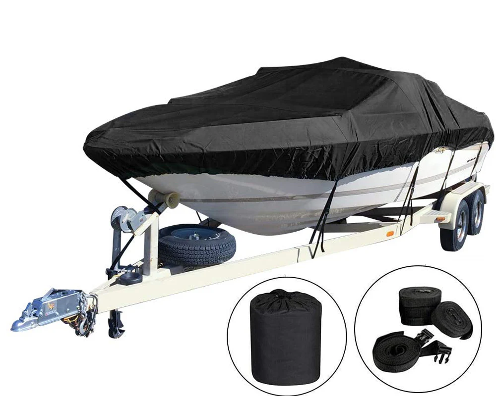 Boat Cover Heavy Duty – 210D Black Trailerable Boat Cover for 16–18ft V-Hull - Image 2