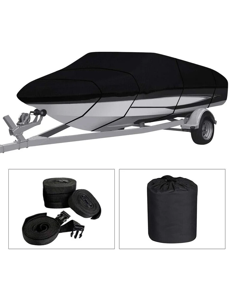 Boat Cover Heavy Duty – 210D Black Trailerable Boat Cover for 16–18ft V-Hull - Image 3