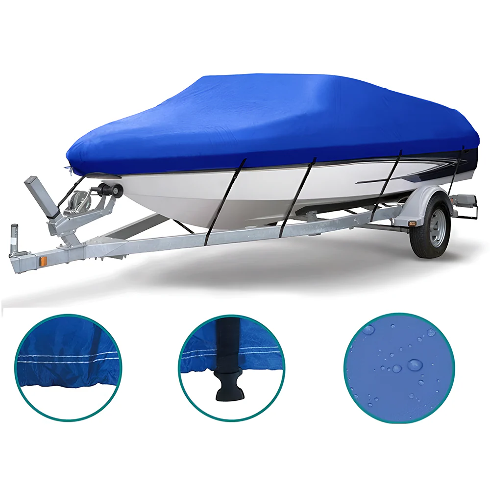 Boat Cover Heavy Duty โ 210D Blue Trailerable Boat Cover for 16โ18ft V-Hull
