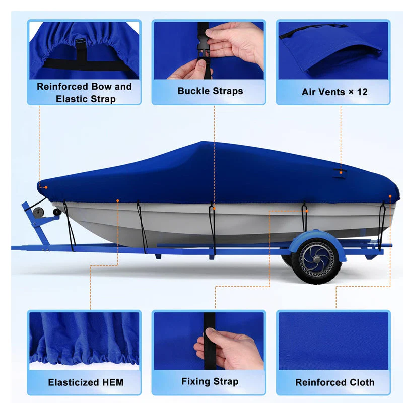 Boat Cover Heavy Duty โ 210D Blue Trailerable Boat Cover for 16โ18ft V-Hull - Image 5