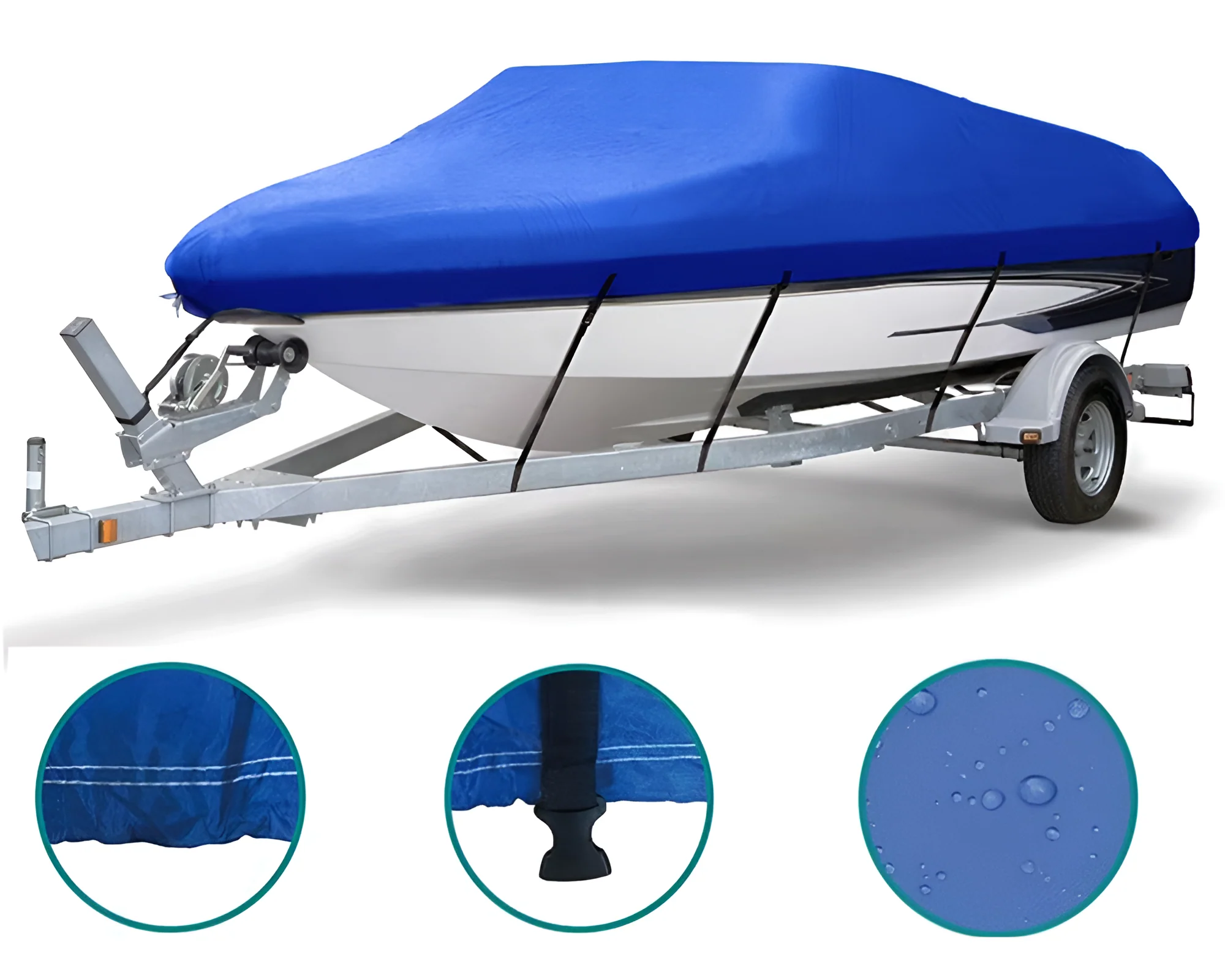 Boat Cover Heavy Duty – 210D Blue Trailerable Boat Cover for 17–19ft V-Hull - Image 7
