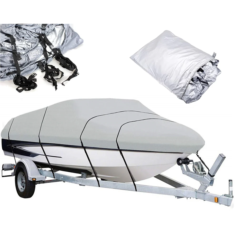 Boat Cover Heavy Duty – 210D Silver Trailerable Boat Cover for 16–18ft V-Hull