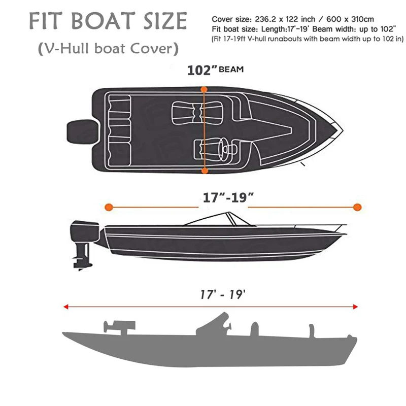 Boat Cover Heavy Duty – 210D Silver Trailerable Boat Cover for 16–18ft V-Hull - Image 3