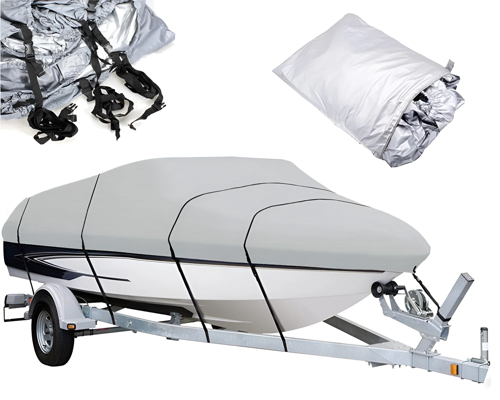 Boat Cover Trailerable Heavy Duty Boat Cover Silver 17Ft to 19FT - Image 2