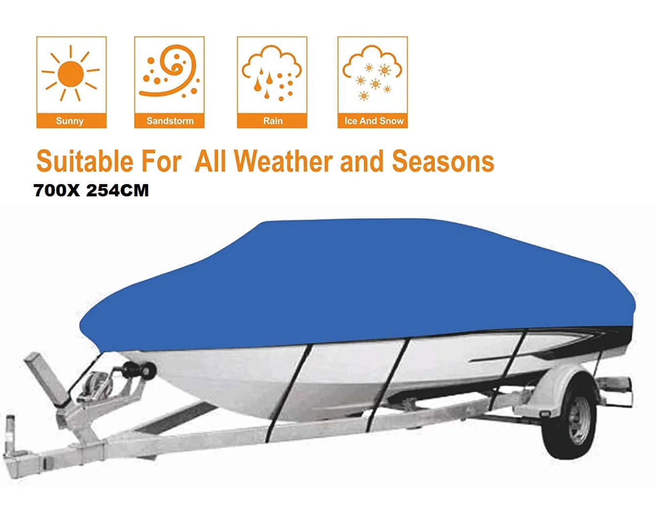 Boat Cover Heavy Duty – 210D Waterproof Boat Cover for 20–22ft V-Hull - Image 4