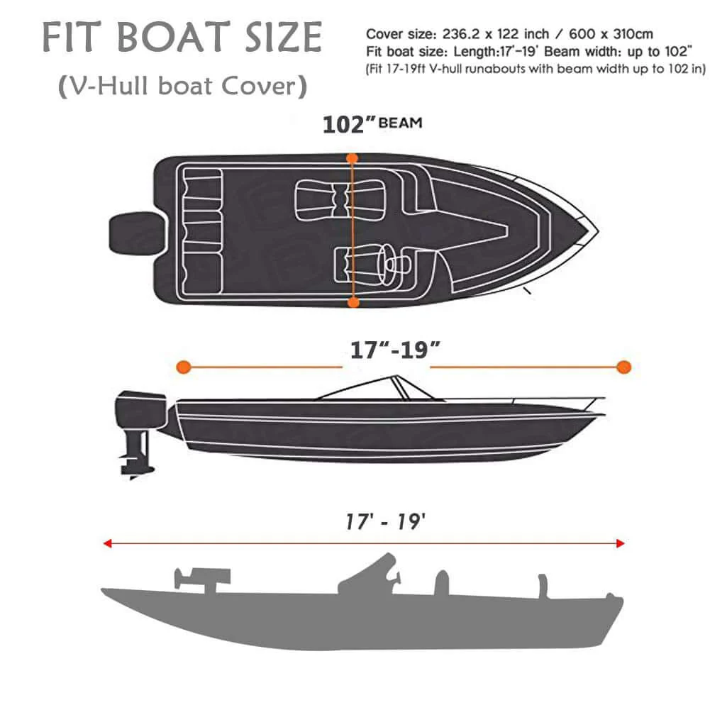 Boat Cover Heavy Duty – 600D Trailerable Boat Cover Silver 16–18ft V-Hull - Image 3