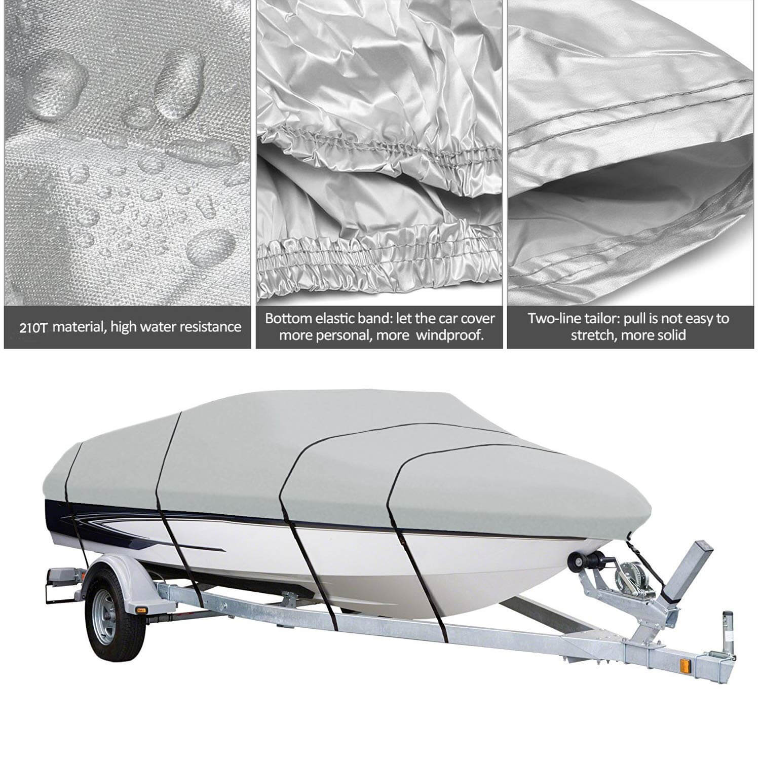 Boat Cover Heavy Duty – 600D Silver Trailerable Boat Cover for 20–22ft V-Hull - Image 7