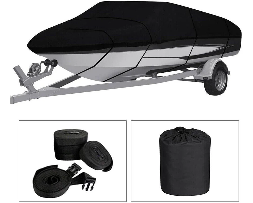 Boat Cover Heavy Duty – 600D Trailerable Boat Cover Black 12–14ft V-Hull - Image 6