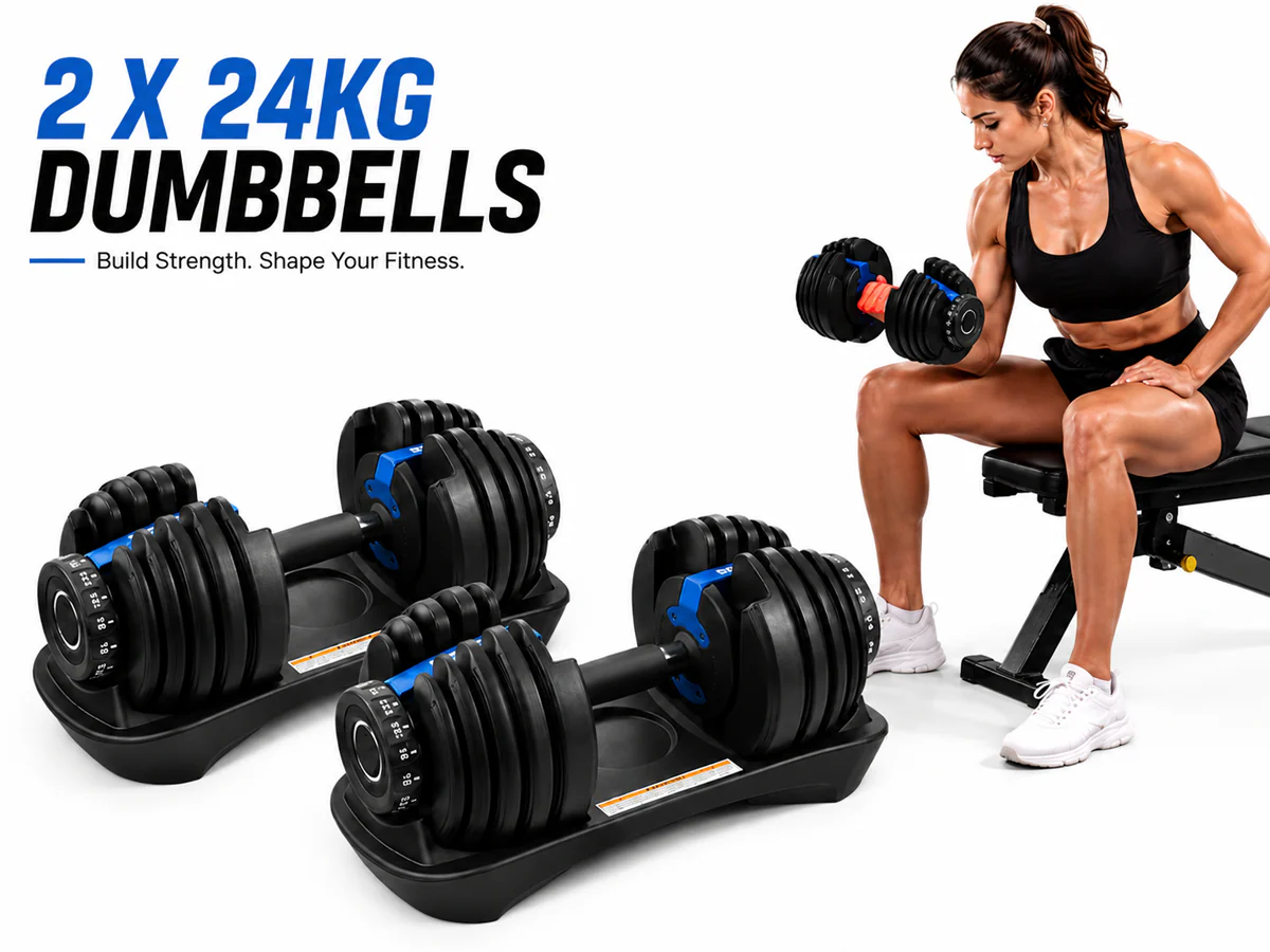 Adjustable Dumbbells 24Kg Pair - Image 9