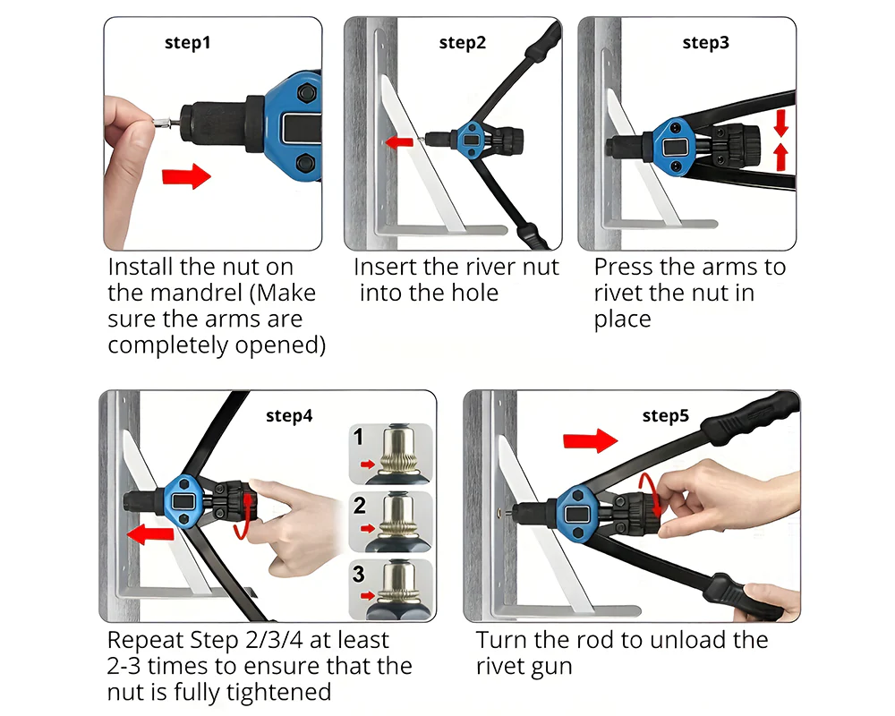 Nut Rivet Riveter Gun Riveting Kit - Image 4