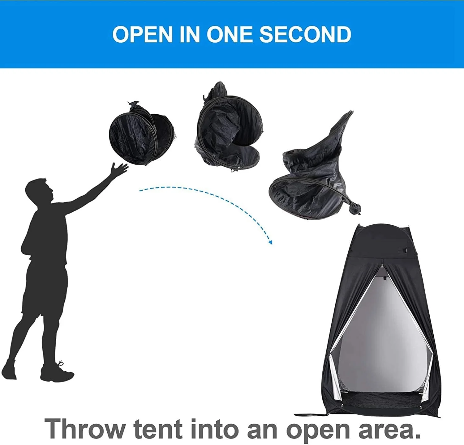Portable Camping Shower/Toilet Tent Black - Image 4