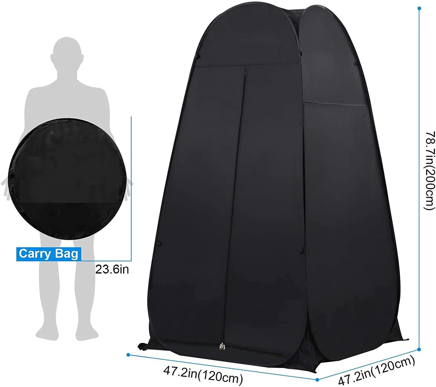 Portable Camping Shower/Toilet Tent Black - Image 5