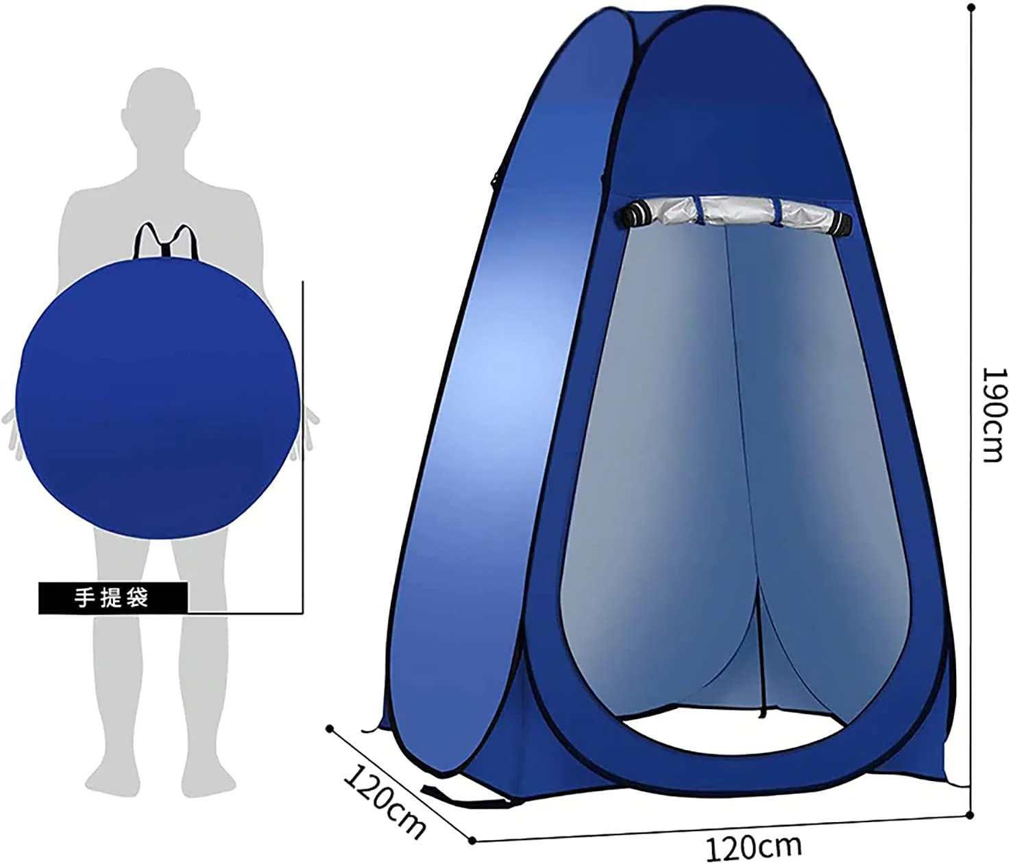 Portable Camping Shower/Toilet Tent Blue - Image 5